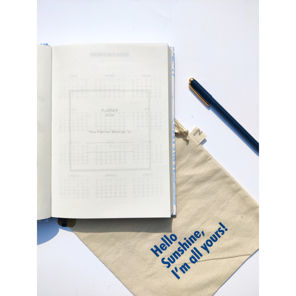 BLUE MISHMASH TWO THOUSAND TWENTY FOUR YEARLY PLANNER