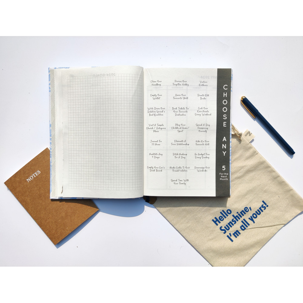 BLUE MISHMASH TWO THOUSAND TWENTY FOUR YEARLY PLANNER