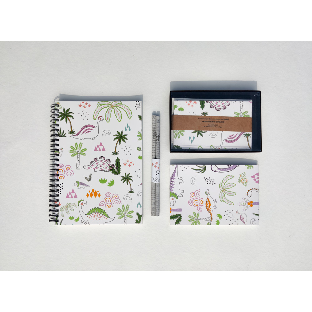 WHITE DINO STATIONERY KIT