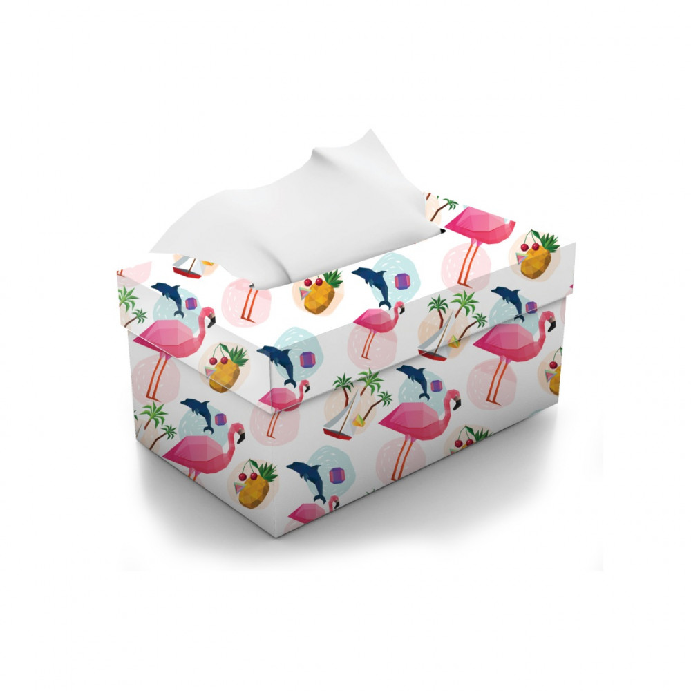 TISSUE BOX DOLPHINS & FLAMINGOS