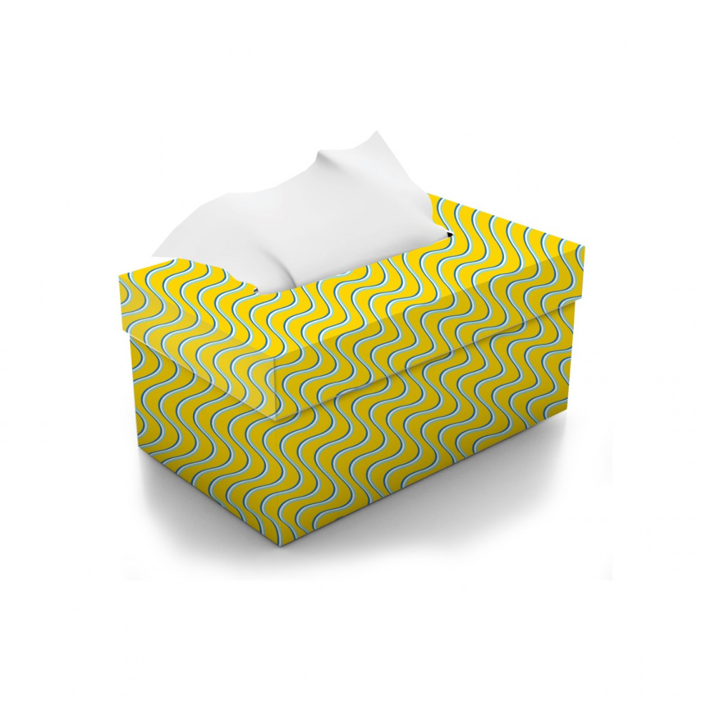 TISSUE BOX YELLOW SWIRL