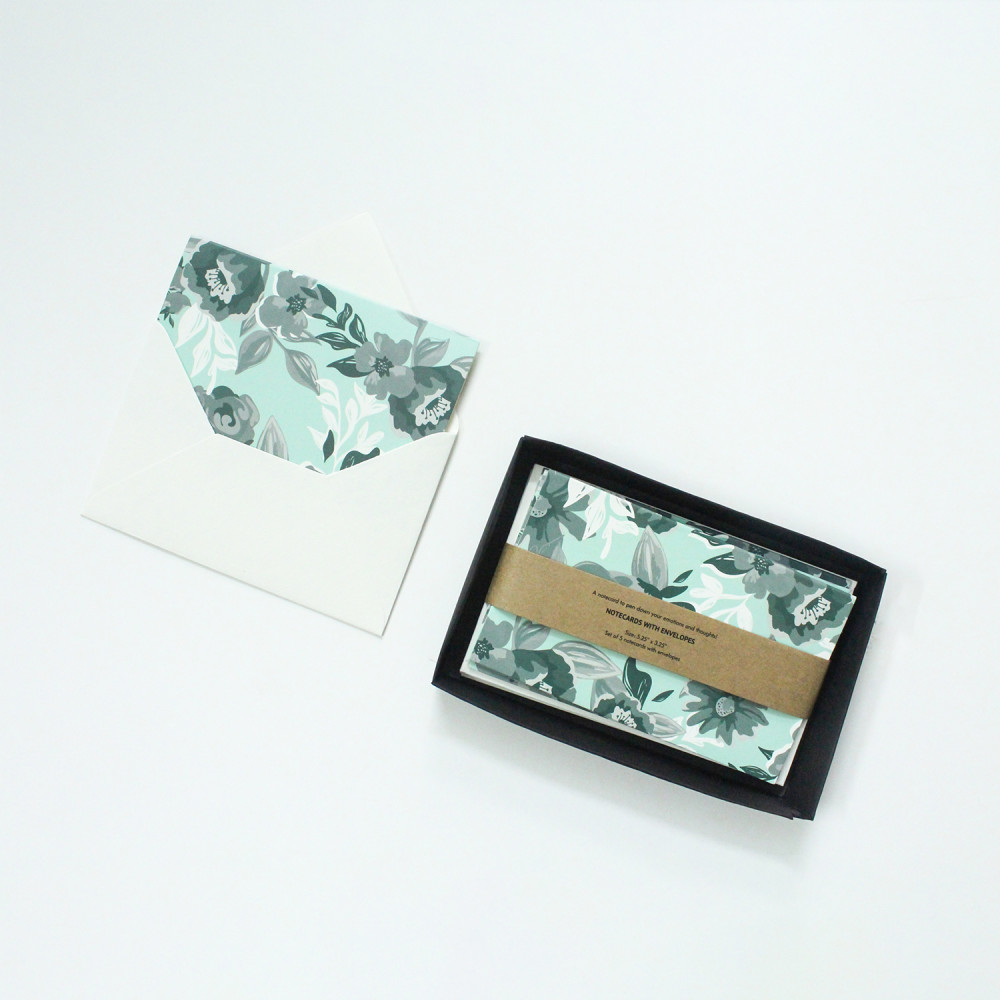 NOTE CARDS WITH ENVELOPE- FLORAL SERENITY